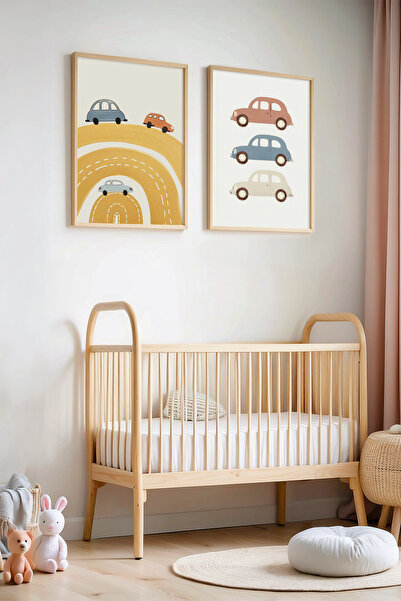 HİGUERA 2 τεμαχίων Cars And Colorful Roads - Πίνακας παιδικού δωματίου και βρ...