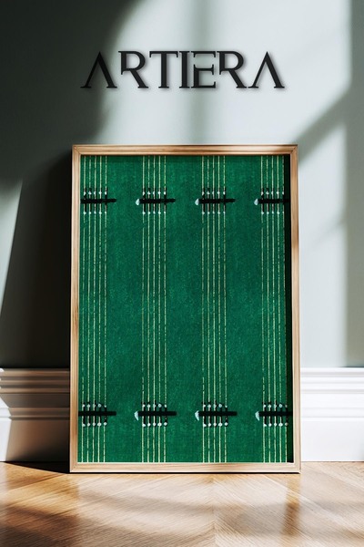 HİGUERA Πράσινα Vintage Μοτίβα Japandi Art Πίνακας τοίχου με φυσικό ξύλινο πλ...