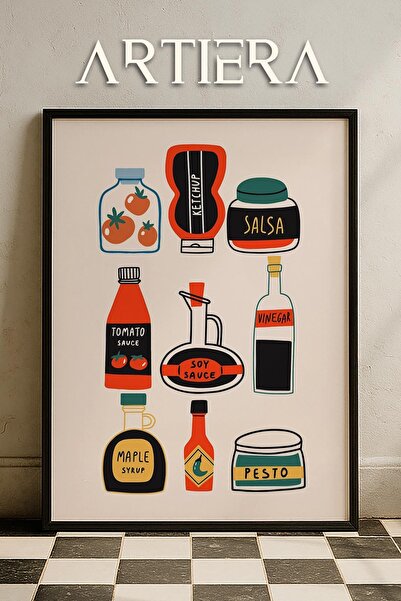 HİGUERA Τυπογραφία Μοντέρνα Μεσογειακή Ιταλική Ζωγραφική Κουζίνας με Ξύλινο Π...