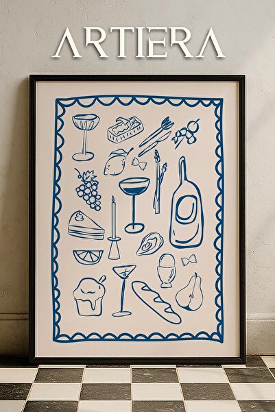 HİGUERA Τυπογραφία Μοντέρνα Μεσογειακή Ιταλική Ζωγραφική Κουζίνας με Ξύλινο Π...