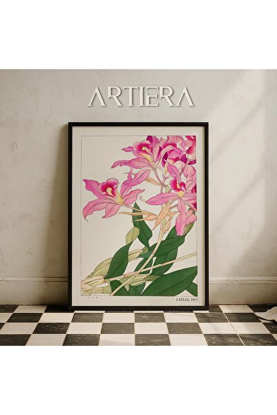 HİGUERA Βοτανική Vintage Japandi Art Πίνακας τοίχου με φυσικό ξύλινο πλαίσιο