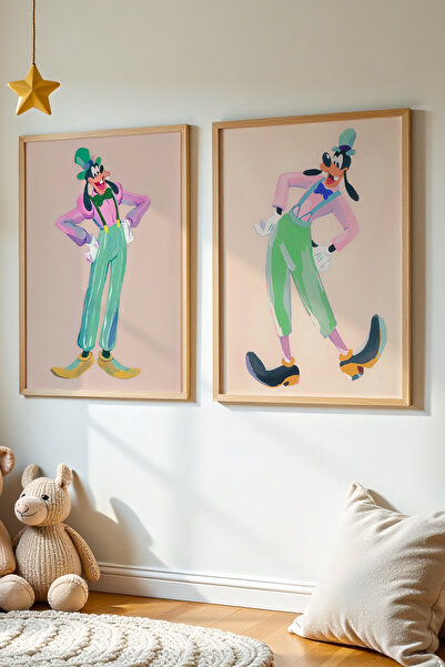 HİGUERA 2 τεμάχια Donald Duck Family Oil Painting Feel Παιδικό δωμάτιο και βρ...