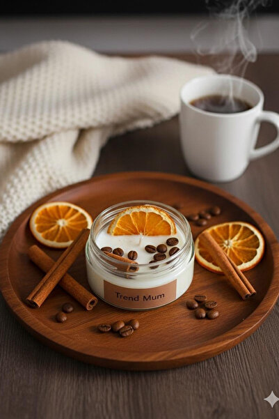 Trend Mum Terapi Ve Çakra Mum Portakal Tarçın Ve Kahve Çekirdekli Rituel Mum Kahve Kokulu Mum