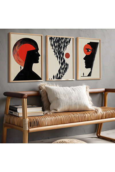 HİGUERA Τριπλή Ανθρώπινη Φιγούρα Κόκκινη Αφηρημένη Σειρά Ζωγραφική τοίχου με ...