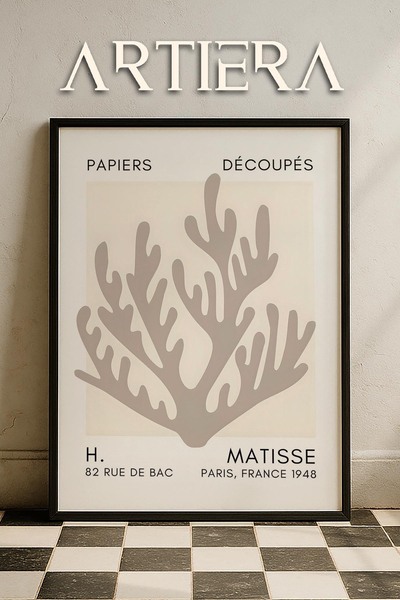 HİGUERA Σειρά Matisse Paper Cuttings Μπεζ κοραλί κλαδί ζωγραφική τοίχου με ξύ...