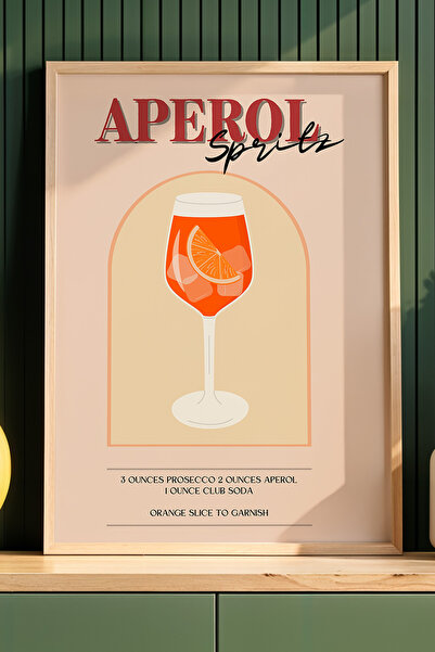 HİGUERA Ζωγραφική τοίχου κουζίνας Aperol Spritz Colorful BAR με φυσικό ξύλινο...