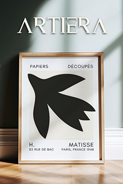 HİGUERA Σειρά Matisse Paper Cuttings Μαύρη αφηρημένη ζωγραφική τοίχου με ξύλι...