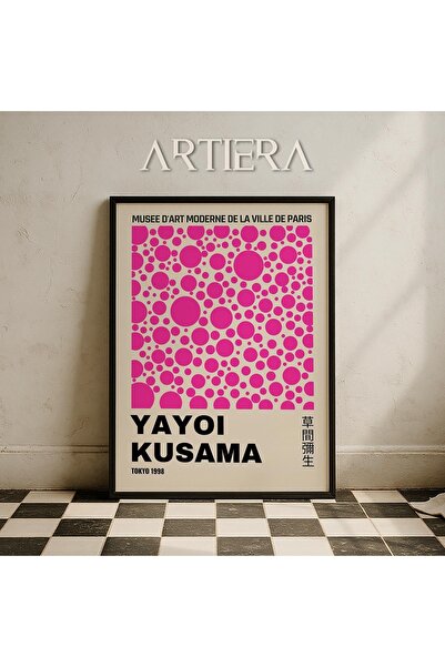 HİGUERA Yayoi Kusama Διάσημος Ζωγράφος Ροζ Vintage Ζωγραφική τοίχου με ξύλινο...