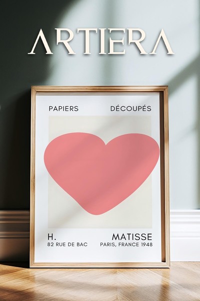 HİGUERA Σειρά Matisse Paper Cuttings Dusty Pink Heart Ζωγραφική τοίχου με ξύλ...