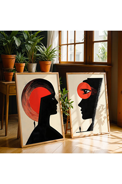 HİGUERA Ασπρόμαυρο Σετ ζωγραφικής τοίχου με διπλό φυσικό ξύλινο πλαίσιο