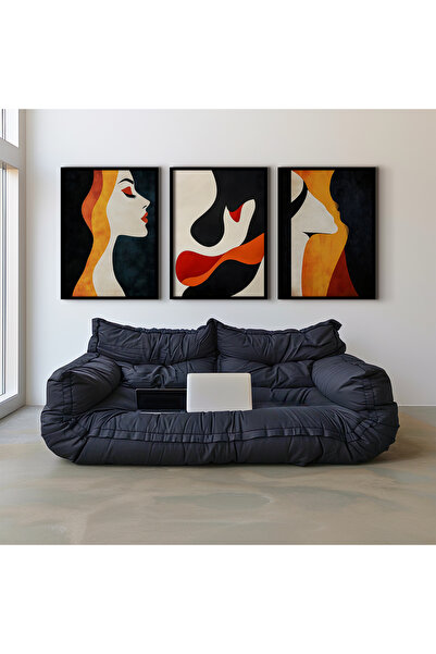 HİGUERA Σετ ζωγραφικής τοίχου με ανθρώπινες φιγούρες Red Abstract Τριπλό Φυσι...