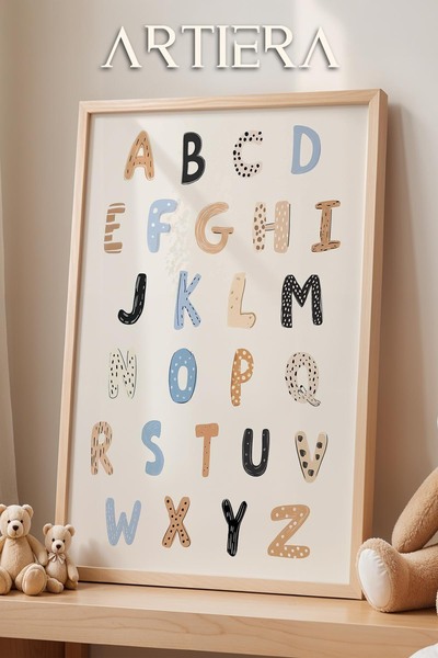 HİGUERA Αγγλικό αλφάβητο Montessori Διακόσμηση παιδικού δωματίου Πίνακας τοίχ...