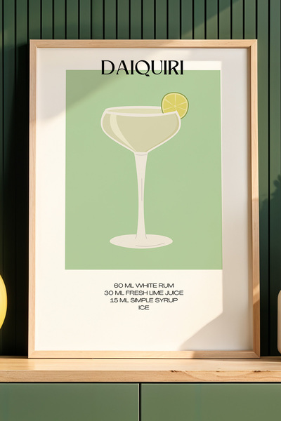 HİGUERA Daiquiri Green Background Cocktail BAR Ζωγραφική τοίχου κουζίνας με φ...