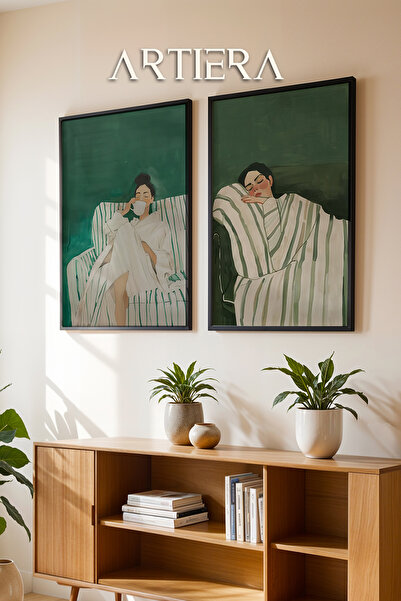 HİGUERA Coffee Time and Sleep Break Oil Painting Feel Διπλό Ξύλινο Πλαίσιο Ζω...