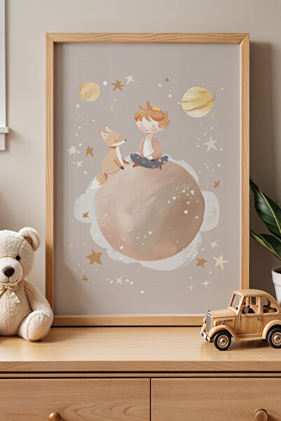 HİGUERA Χαριτωμένο παιδί και αλεπού στο διάστημα Πίνακας παιδικού και βρεφικο...