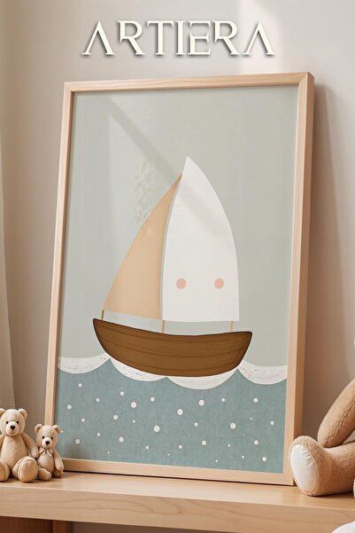 HİGUERA Διακόσμηση αγοριού με θέμα το θαλάσσιο πλοίο με ξύλινο πλαίσιο ζωγραφ...
