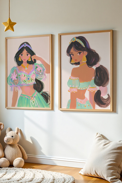 HİGUERA 2 τεμάχια Πριγκίπισσα με θέμα την ελαιογραφία Feel Girl Παιδικό δωμάτ...