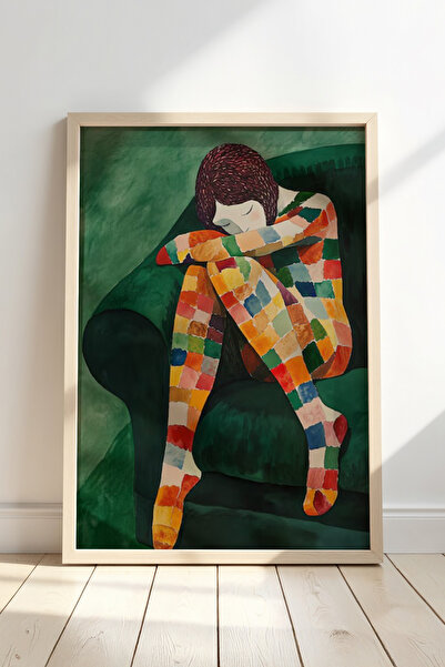 HİGUERA Μοντέρνα Τέχνη Αφής Κοιμωμένη Γυναίκα Πίνακας Τοίχου με Φυσικό Ξύλινο...