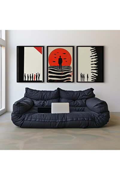 HİGUERA Τριπλή Ανθρώπινη Φιγούρα Κόκκινη Αφηρημένη Σειρά Ζωγραφική τοίχου με ...