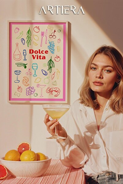 HİGUERA Τυπογραφία Μοντέρνα Μεσογειακή Ιταλική Ζωγραφική Κουζίνας με Ξύλινο Π...