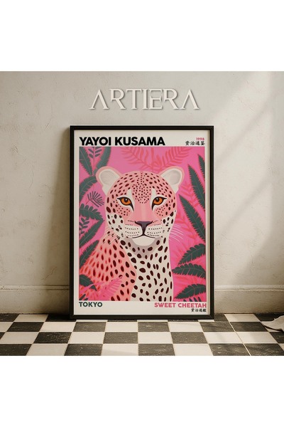 HİGUERA Yayoi Kusama Διάσημος Ζωγράφος Ροζ Λεοπάρ Vintage Ζωγραφική τοίχου με...