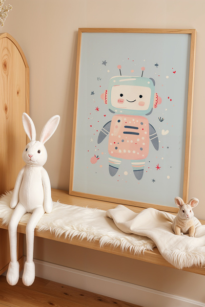 HİGUERA Σχέδιο ρομπότ - Πίνακας παιδικού δωματίου και βρεφικού δωματίου με φυ...