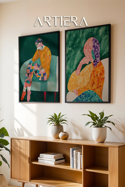 HİGUERA Μωσαϊκό Συναισθήματα και Πολύχρωμα Όνειρα Ελαιογραφία Αίσθηση Διπλό Ξ...