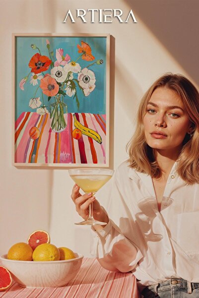 HİGUERA Maximalist Flowers - Πίνακας Κουζίνας με Ξύλινο Πλαίσιο, Διακόσμηση Κ...