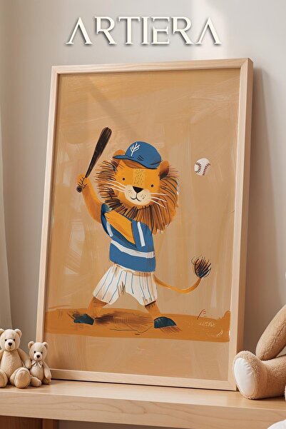 HİGUERA Διακόσμηση αγοριού με λιοντάρι που παίζει μπέιζμπολ Ζωγραφική τοίχου ...
