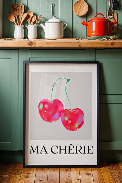 HİGUERA Ma Cherie Cherry Illustrated BAR Ζωγραφική τοίχου κουζίνας με φυσικό ...