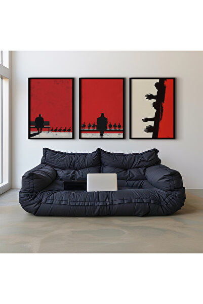 HİGUERA Σετ ζωγραφικής τοίχου με ανθρώπινες φιγούρες Red Abstract Τριπλό Φυσι...