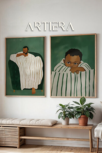 HİGUERA Βρεφικό και σκέπτοντας άντρας σε σμαραγδένιες πράσινες αποχρώσεις Ελα...