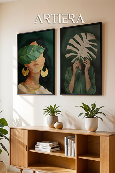 HİGUERA Εικόνες με καλυμμένο πρόσωπο με σμαραγδένια πράσινα φύλλα Διπλό ζωγρα...