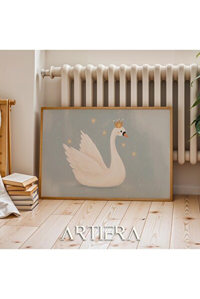 HİGUERA Κομψός Κύκνος με Κορώνα Διακόσμηση Δωματίου Αγοράκι Οριζόντια ζωγραφι...