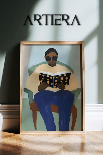 HİGUERA Αντρικό πορτρέτο που διαβάζει βιβλίο σε πράσινο τόνο Ζωγραφική τοίχου...