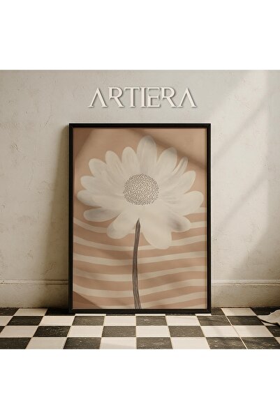 HİGUERA Μπεζ τόνοι Λευκό Daisy Σύγχρονη Μινιμαλιστική Τέχνη Βοτανική Ζωγραφικ...
