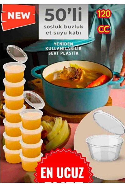 ZTF PLASTİK 50 Adet Sızdırmaz 120 ml Mini Saklama Kabı Sosluk Buzluk Kabı, Et...