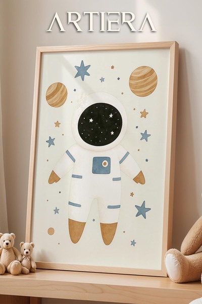 HİGUERA Χαριτωμένος αστροναύτης πλανήτες Διακόσμηση παιδικού δωματίου με θέμα...