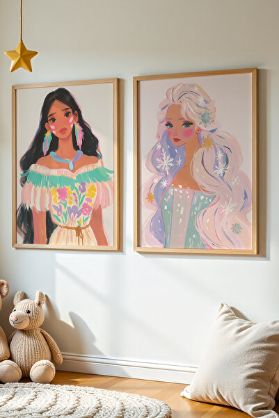 HİGUERA 2 τεμάχια Πριγκίπισσα με θέμα την ελαιογραφία Feel Girl Παιδικό δωμάτ...