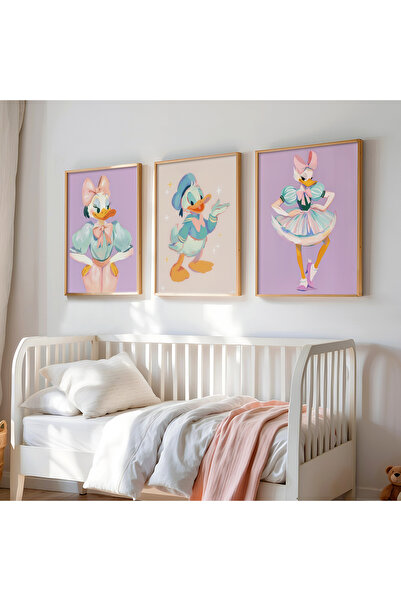 HİGUERA 3 τεμάχια Donald And Daisy Duck Oil Painting Feel Παιδικό Δωμάτιο και...
