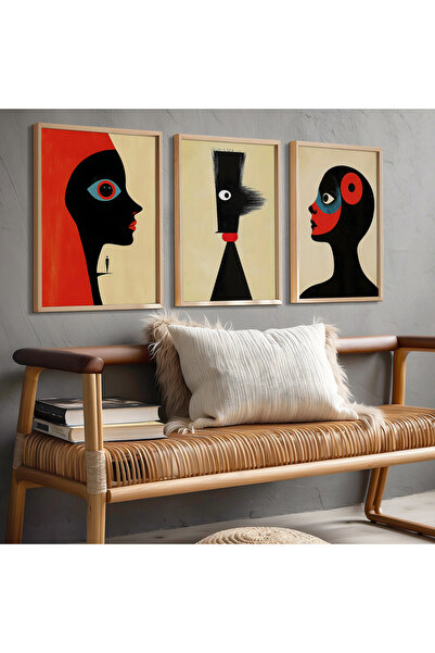 HİGUERA Τριπλή Ανθρώπινη Φιγούρα Κόκκινη Αφηρημένη Σειρά Ζωγραφική τοίχου με ...