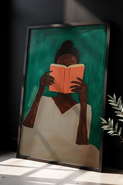 HİGUERA Figura unei femei care citeste un cartea în tonuri de verde smarald, ...