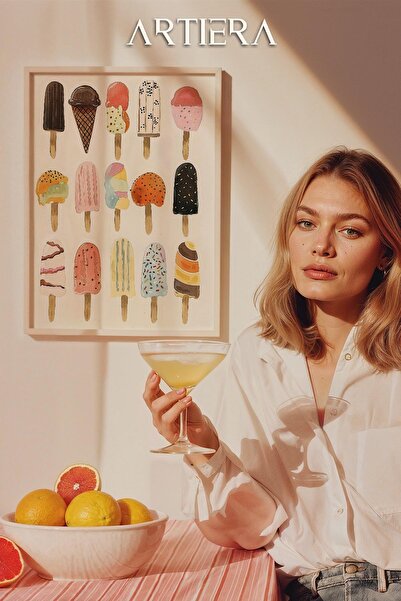 HİGUERA Παγωτά μινιμαλιστικής σχεδίασης - Πίνακας κουζίνας με ξύλινο πλαίσιο,...