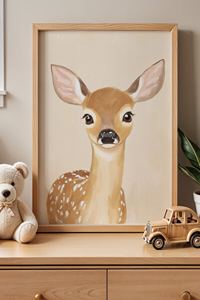 HİGUERA Cute Deer - Πίνακας παιδικού δωματίου και βρεφικού δωματίου με φυσικό...