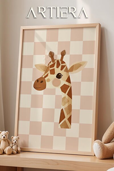 HİGUERA Καμηλοπάρδαλη Cute Safari Animals Διακόσμηση παιδικού δωματίου με ροζ...