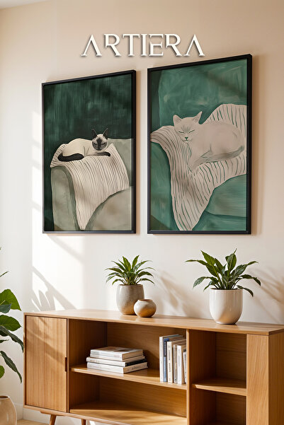 HİGUERA Φύλαξη με Σαϊμάνικες Γάτες Αίσθηση Ελαιογραφίας Διπλό Ξύλινο Πλαίσιο ...