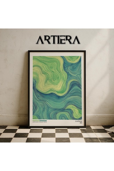 HİGUERA Chōwa Denge – Organic Lines Green Tones Μοντέρνα Ζωγραφική τοίχου της...