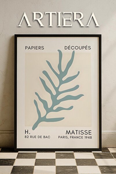 HİGUERA Σειρά Matisse Paper Cuttings Τυρκουάζ αφηρημένο φύλλο ζωγραφική τοίχο...