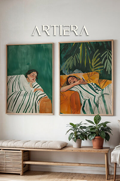 HİGUERA Γυναίκες που αναπαυόμαστε με θέμα την ειρήνη Ελαιογραφία Feel Διπλό ξ...