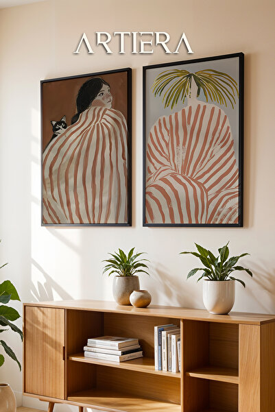 HİGUERA Peace with Cat and Tropical Rest Oil Painting Feeling Διπλό Ξύλινο Πί...